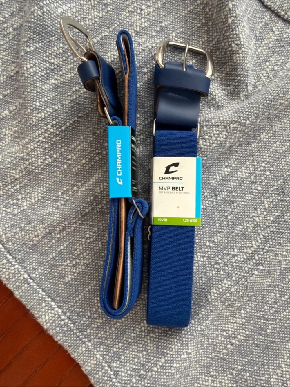 2 Champro MVP Youth Elastic Belt - Blue